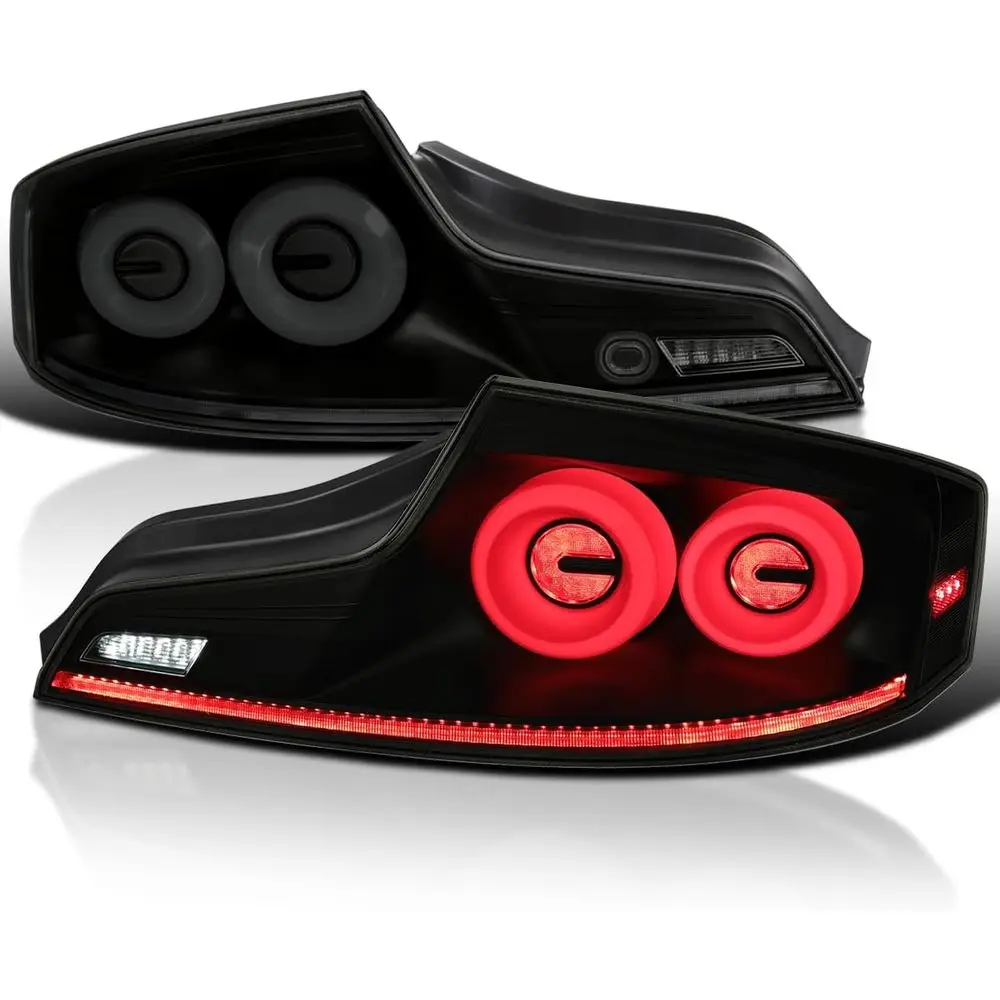 Black Smoke Full LED Tail Lights w/White Fiber Optic Halo Ring, Sequential Turn Signal, and Startup Animation Compatible with 20
Black Smoke Full LED Tail Lights w/White Fiber Optic Halo Ring, Sequential Turn Signal, and Startup Animation Compatible with 20