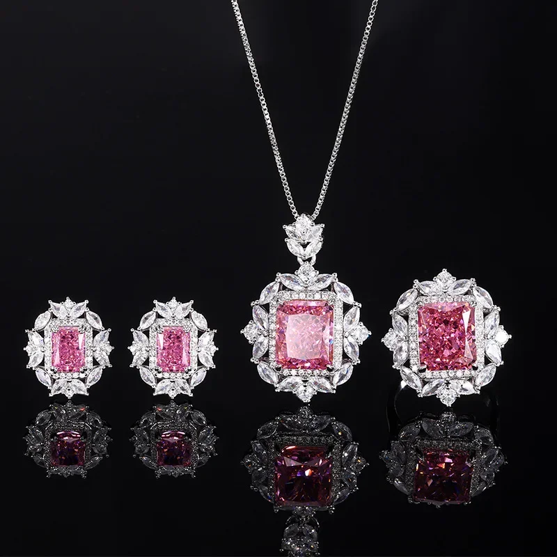 High Carbon Diamond Ice Flower Deep Pink Diamond S925 Silver Plated 18K Gold Plated PT950 Platinum High Fashion Set 10*12-6*8
High Carbon Diamond Ice Flower Deep Pink Diamond S925 Silver Plated 18K Gold Plated PT950 Platinum High Fashion Set 10*12-6*8