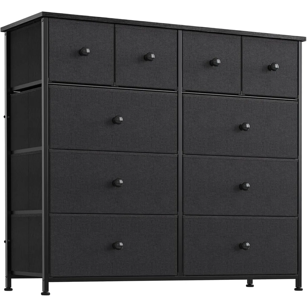 Dresser for Bedroom with 10 Drawers, Wide Black Dresser with Wood Top, Fabric Storage Tower, Sturdy Steel Frame Storage
Dresser for Bedroom with 10 Drawers, Wide Black Dresser with Wood Top, Fabric Storage Tower, Sturdy Steel Frame Storage