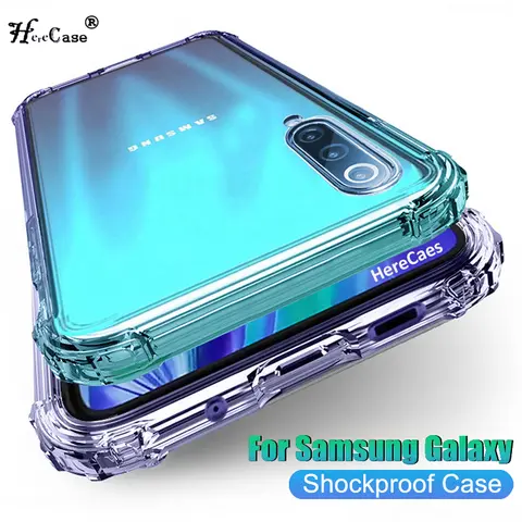 HereCase Shockproof Silicone Soft Case For Samsung Galaxy A51 A71 4G 5G A21S A21 A31 A41 A11 A91 A01 Core Clear Ultra Thin Cover