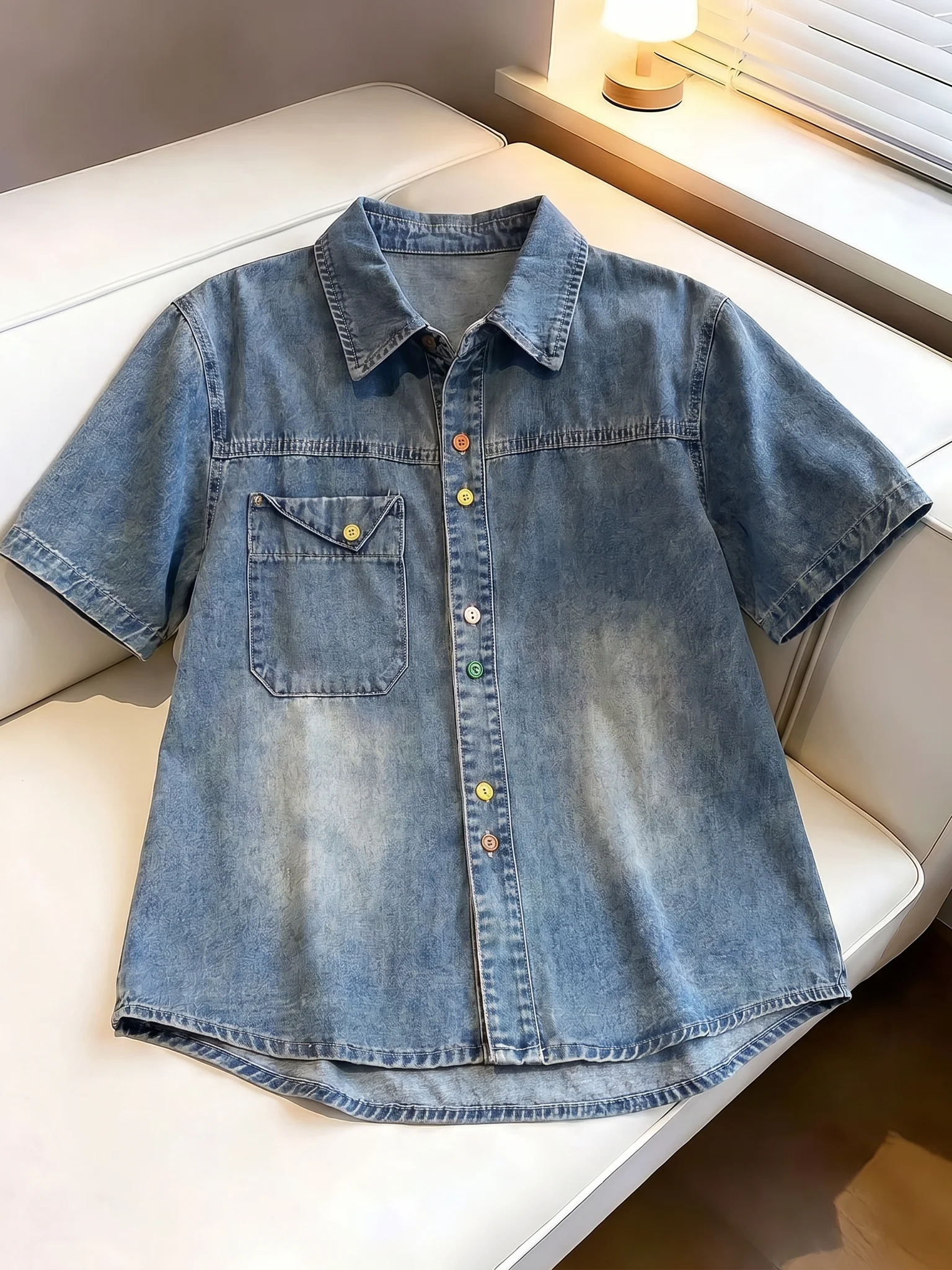 Thin Denim Shirt Women's Short Sleeve Jacket Shoulder Width Regular Summer New Style plus Size Casual Outerwear Top
Thin Denim Shirt Women's Short Sleeve Jacket Shoulder Width Regular Summer New Style plus Size Casual Outerwear Top