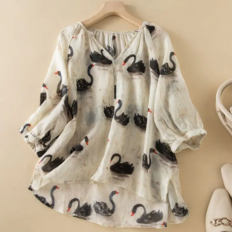 New Summer Women's Fashion Age-reducing Embroidered Cotton Shirt for Women's Fashionable Cotton Puff Sleeve Loose Top
New Summer Women's Fashion Age-reducing Embroidered Cotton Shirt for Women's Fashionable Cotton Puff Sleeve Loose Top