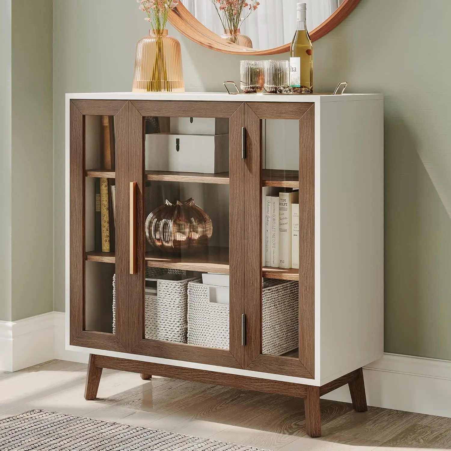 Modern Curio Cabinet, 3-Tiers Console Table, Brown, 31 Inch, Customized
Modern Curio Cabinet, 3-Tiers Console Table, Brown, 31 Inch, Customized