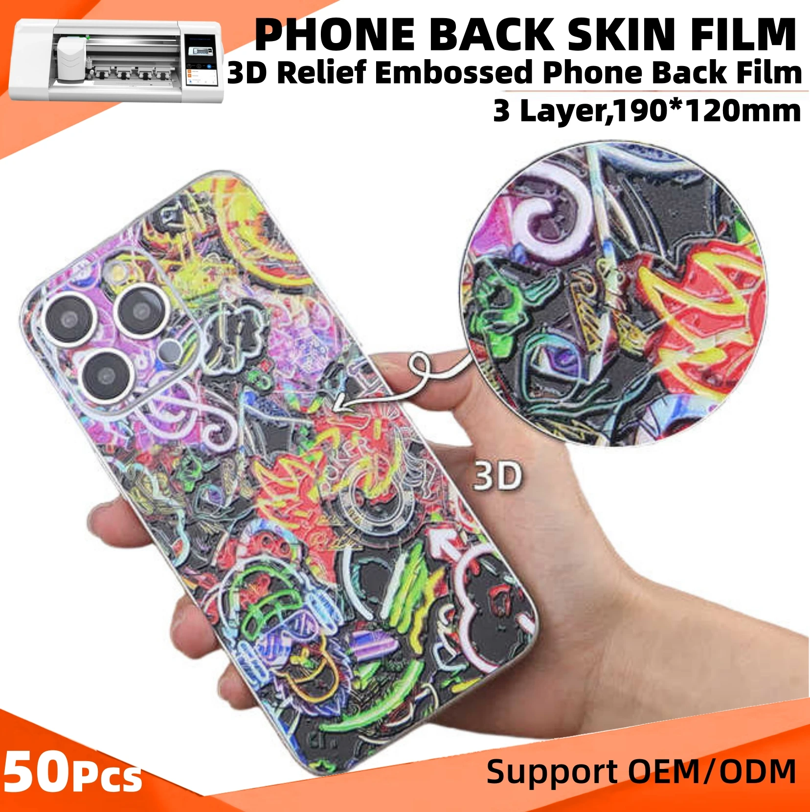 50pcs 190*120mm 3D ReliefBack Skin Sticker for Plotter Cutting Machine Use Rear Films Decoration Stickers with Customize Design
50pcs 190*120mm 3D ReliefBack Skin Sticker for Plotter Cutting Machine Use Rear Films Decoration Stickers with Customize Design