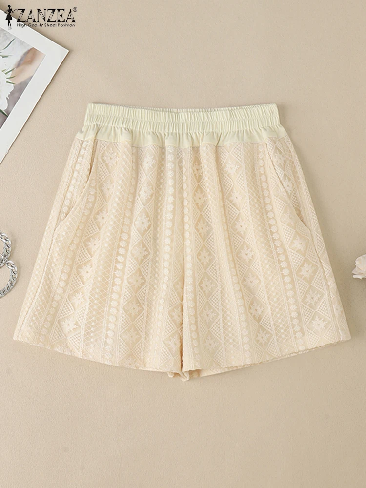 ZANZEA 2025 Summer Comfort Weekend Lace Shorts Women's Elegant Solid Color Elastic High Waist Casual Loose Lined Short Pants
ZANZEA 2025 Summer Comfort Weekend Lace Shorts Women's Elegant Solid Color Elastic High Waist Casual Loose Lined Short Pants