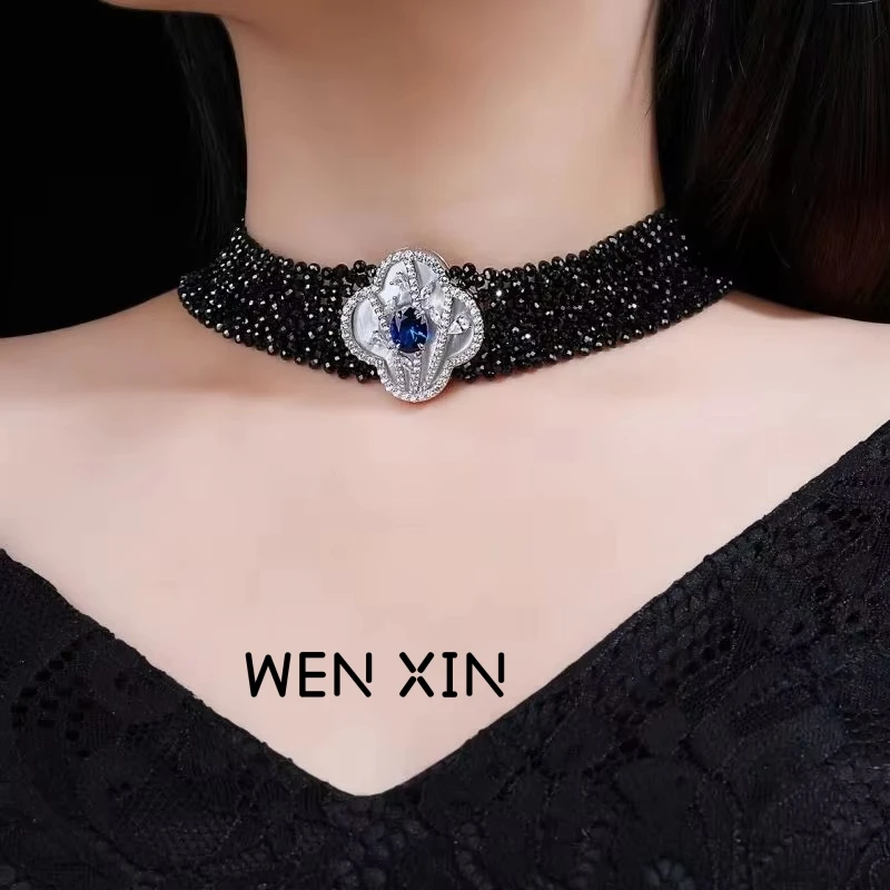 WENXIN Brand MST Lab Grown Gemstones Collar Choker Crystal Multi-layer Necklace 925 Sterling Silver Necklaces Jewelry
WENXIN Brand MST Lab Grown Gemstones Collar Choker Crystal Multi-layer Necklace 925 Sterling Silver Necklaces Jewelry