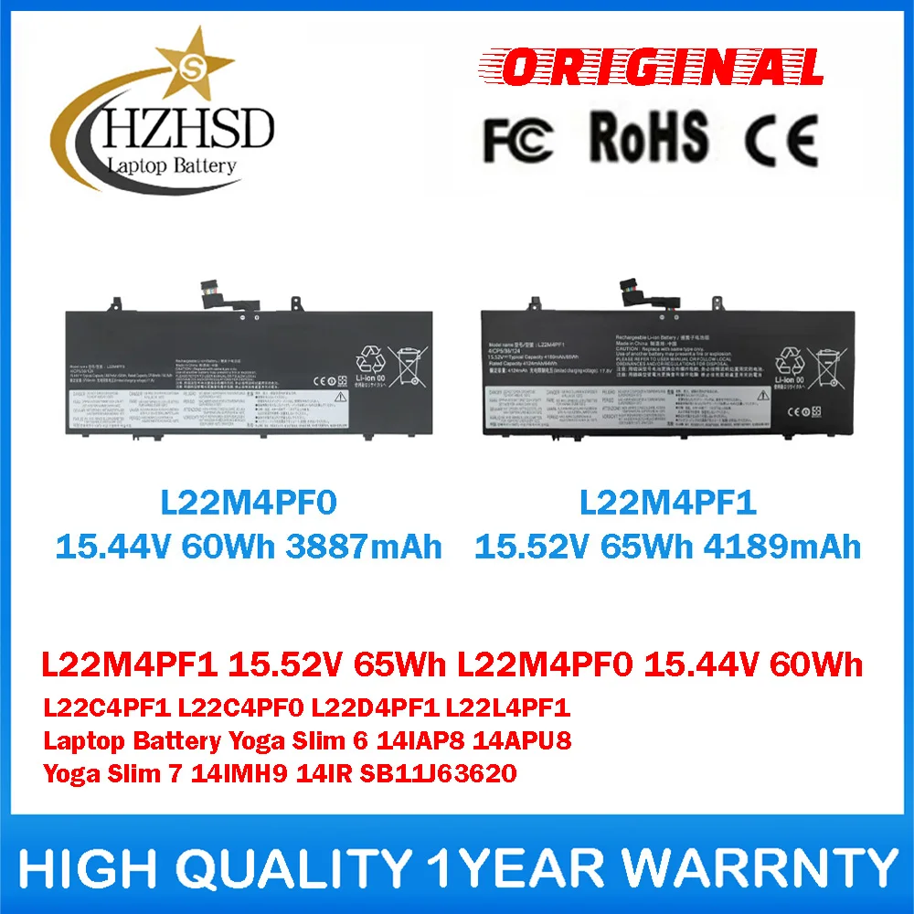 L22M4PF1 15.52V 65Wh L22M4PF0 L22C4PF1\C4PF0\D4PF1\L4PF1 Genuine Original Laptop Battery For Lenovo Yoga Slim 6 14IAP8 14APU8
L22M4PF1 15.52V 65Wh L22M4PF0 L22C4PF1\C4PF0\D4PF1\L4PF1 Genuine Original Laptop Battery For Lenovo Yoga Slim 6 14IAP8 14APU8