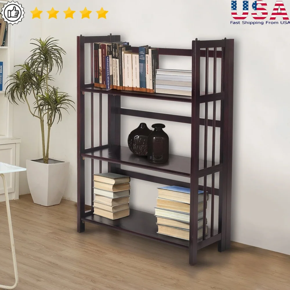 Folding Stackable Bookcase 3 Tier Solid Wood Storage Shelves Easy Setup Espresso Finish Ideal Living Room or Kids Room 
Folding Stackable Bookcase 3 Tier Solid Wood Storage Shelves Easy Setup Espresso Finish Ideal Living Room or Kids Room