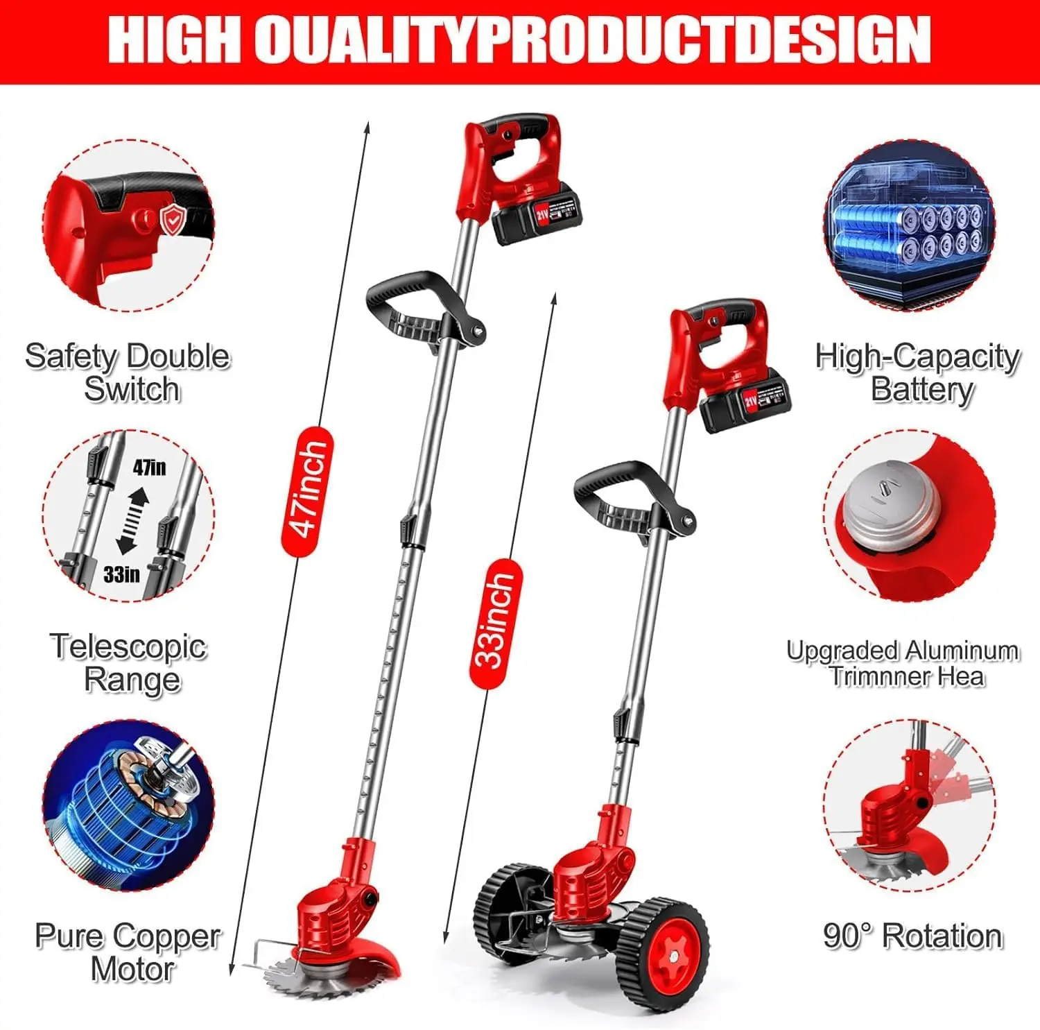Electric Weedkiller Adjustable Cordless Weedkiller 3-in-1 Electric Weedkiller Lawn with Two Batteries, Garden, Red
Electric Weedkiller Adjustable Cordless Weedkiller 3-in-1 Electric Weedkiller Lawn with Two Batteries, Garden, Red
