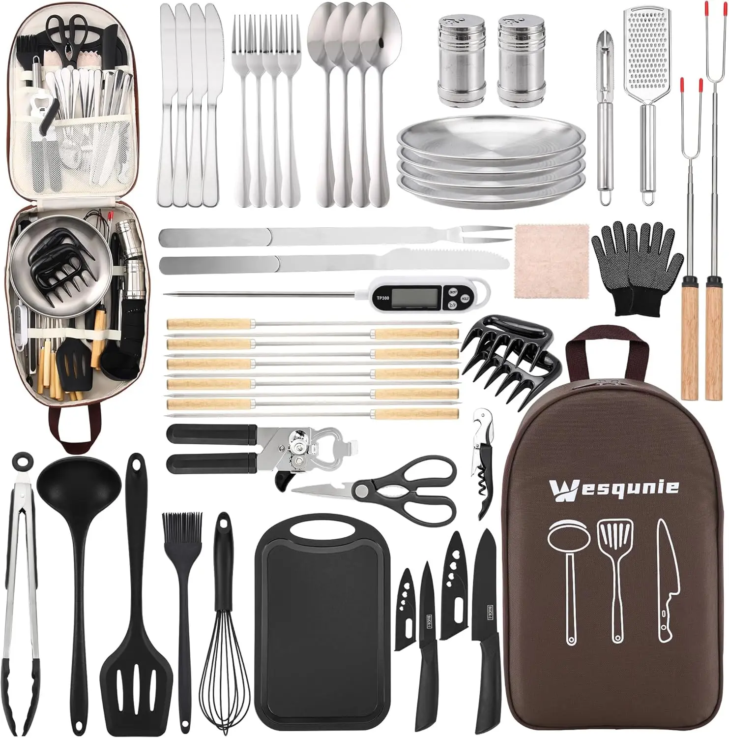 Portable Camp Kitchen Set with Stainless Steel & Silicone Utensils for Outdoor Cooking, RV, Picnic
Portable Camp Kitchen Set with Stainless Steel & Silicone Utensils for Outdoor Cooking, RV, Picnic