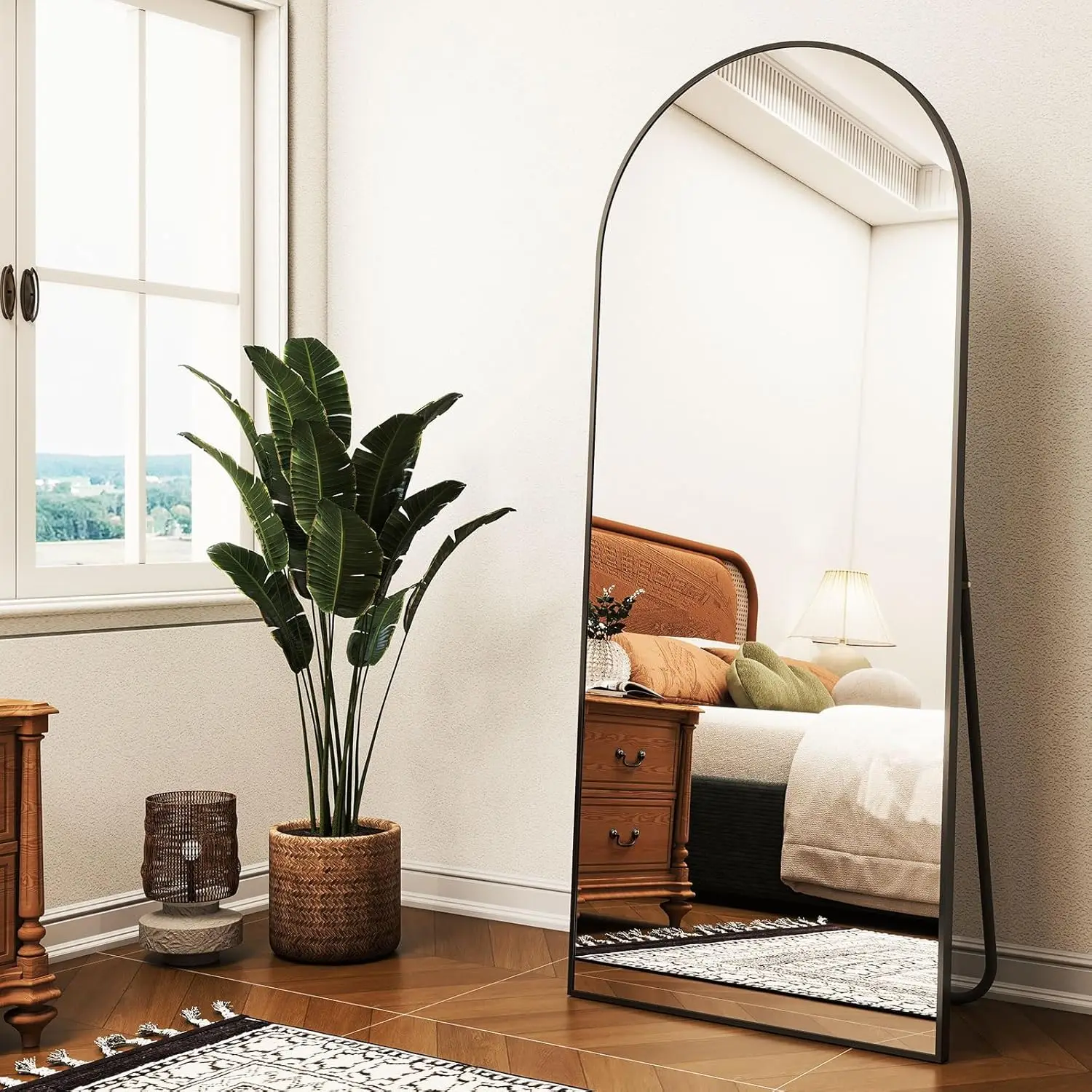 Arched Full Length Mirror - 68" x 24" Large Floor Mirror Aluminum Frame Dressing Mirror with Stand for Bedroom/Living Room Wall
Arched Full Length Mirror - 68" x 24" Large Floor Mirror Aluminum Frame Dressing Mirror with Stand for Bedroom/Living Room Wall