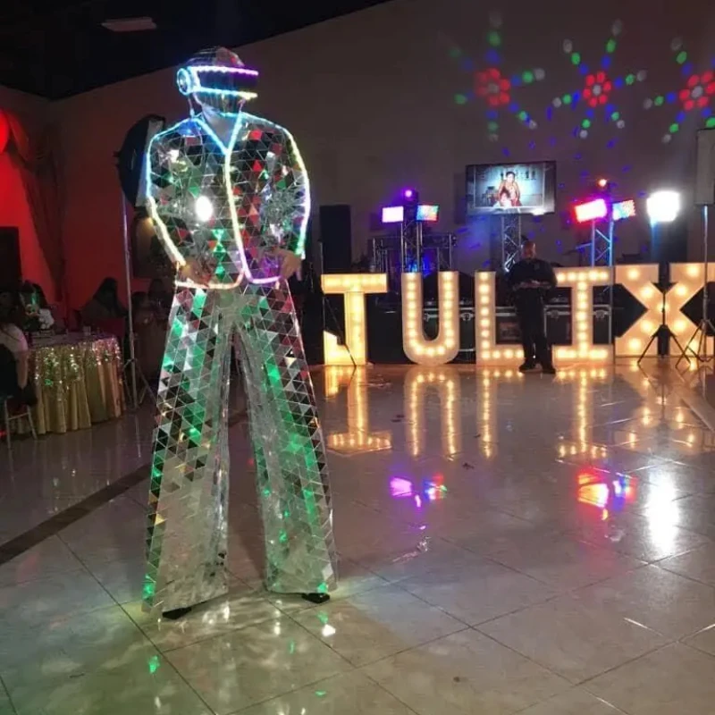 Sliver Led Mirror Stilts Walker Man Costume Show Suit GOGO Stage Parade Costume Gold Reflective Clothing Halloween Cosplay Suit
Sliver Led Mirror Stilts Walker Man Costume Show Suit GOGO Stage Parade Costume Gold Reflective Clothing Halloween Cosplay Suit