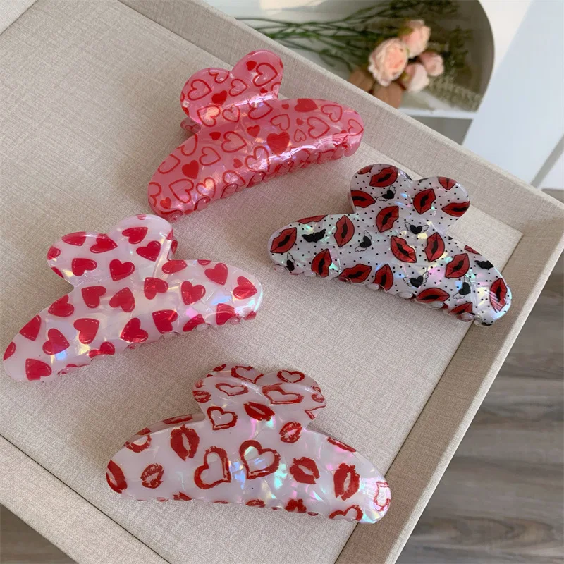 New Valentine's Day Red Love Lips Hair Clips Medium Sweet Girl Hair Claw Acrylic Printed Shark Clip Hair Accessories For Women
New Valentine's Day Red Love Lips Hair Clips Medium Sweet Girl Hair Claw Acrylic Printed Shark Clip Hair Accessories For Women
