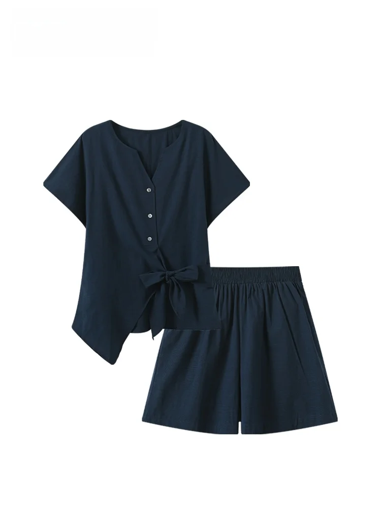 Summer Fashionable Short Sleeve T-Shirt Shorts Set for plus Size Women College Style Versatile Clothing Cotton Blend V-Neck
Summer Fashionable Short Sleeve T-Shirt Shorts Set for plus Size Women College Style Versatile Clothing Cotton Blend V-Neck