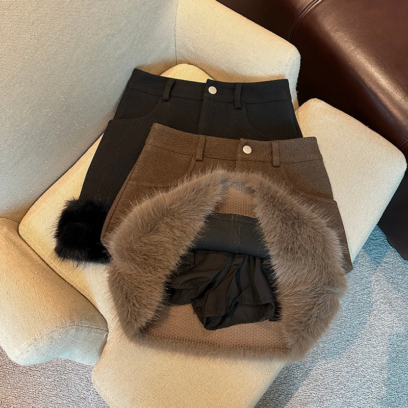High Waist A-Line Skirt Women's Autumn Winter Coffee Color Wrap around Short Skirt Pants Polyester Fiber Splicing Design
High Waist A-Line Skirt Women's Autumn Winter Coffee Color Wrap around Short Skirt Pants Polyester Fiber Splicing Design