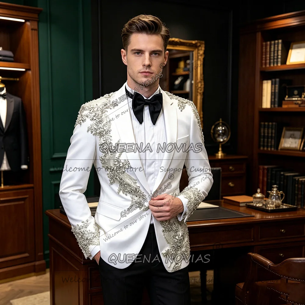 Elegance Man Suit For Wedding Rhinestone Beaded Applique Single Breasted Prom Blazers Customized 2 Pcs Groom Tuxedos Attires
Elegance Man Suit For Wedding Rhinestone Beaded Applique Single Breasted Prom Blazers Customized 2 Pcs Groom Tuxedos Attires