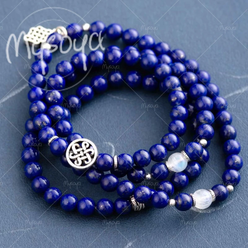 MYSOYA Natural Lapis Lazuli Moonstone 108 Rosary Bracelet , 6mm Unisex Jewelry, with Gift Box Na23.
MYSOYA Natural Lapis Lazuli Moonstone 108 Rosary Bracelet , 6mm Unisex Jewelry, with Gift Box Na23.