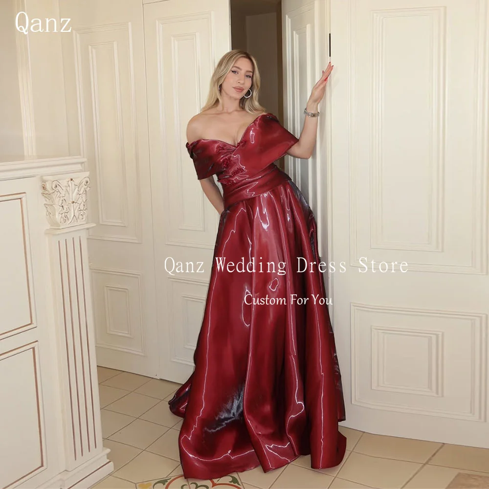 Qanz Burgyndy Women Evening Dresses Off The Shoulder Glossy Satin Long A Line Women's Wedding Party Attire Prom Dress Customized
Qanz Burgyndy Women Evening Dresses Off The Shoulder Glossy Satin Long A Line Women's Wedding Party Attire Prom Dress Customized