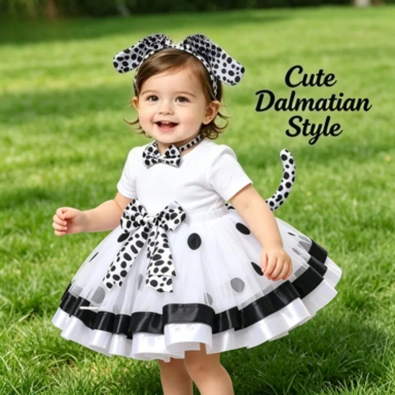 Kids Dalmatian Four-piece Set Mesh Tutu Skirt, Daily Double-layer Mesh Midi Skirt, Halloween and Children's Day Party Costume
Kids Dalmatian Four-piece Set Mesh Tutu Skirt, Daily Double-layer Mesh Midi Skirt, Halloween and Children's Day Party Costume