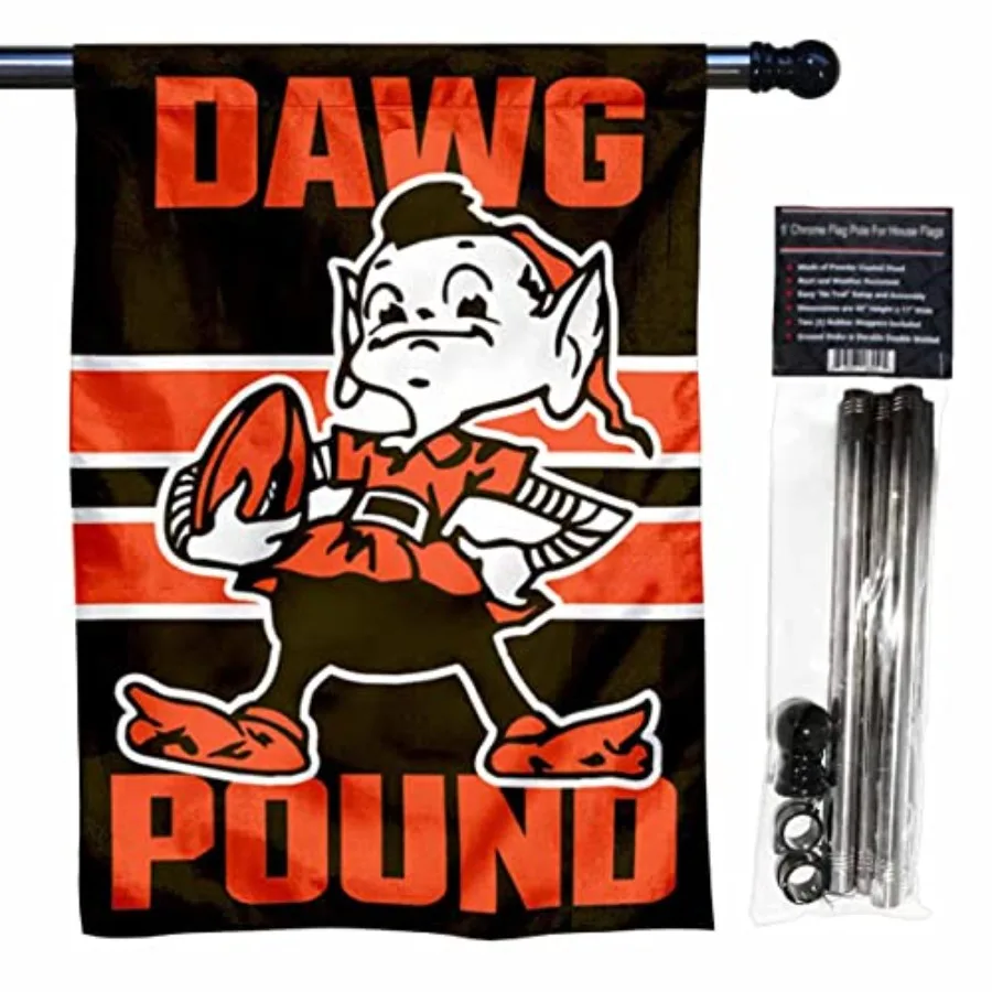 Browns Dawg Pound Banner House Flag and 5 Foot Flagpole Set
Browns Dawg Pound Banner House Flag and 5 Foot Flagpole Set