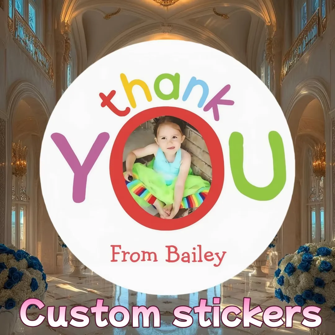Rainbow Color Custom Photo & Name Thank You Stickers Personalized Party Favors for Birthdays Weddings Graduations
Rainbow Color Custom Photo & Name Thank You Stickers Personalized Party Favors for Birthdays Weddings Graduations