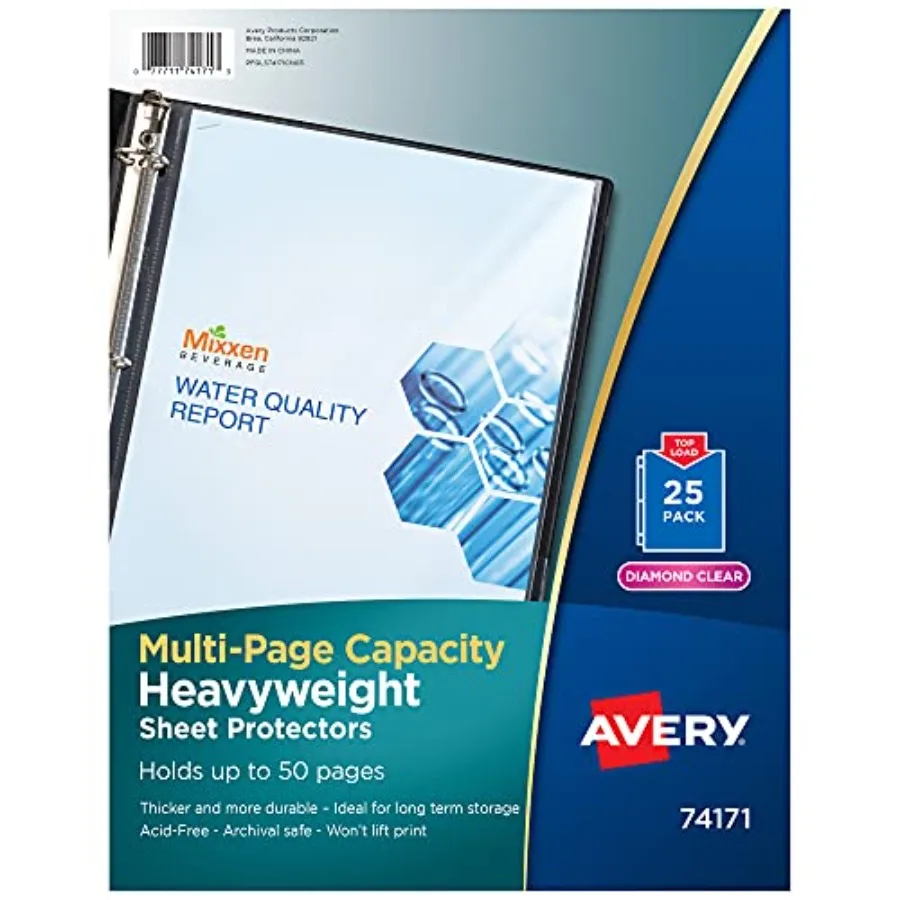 Clear High-Capacity Sheet Protectors, Hold 50 Sheets, Heavyweight, 25 Multi Page Protectors 74171
Clear High-Capacity Sheet Protectors, Hold 50 Sheets, Heavyweight, 25 Multi Page Protectors 74171