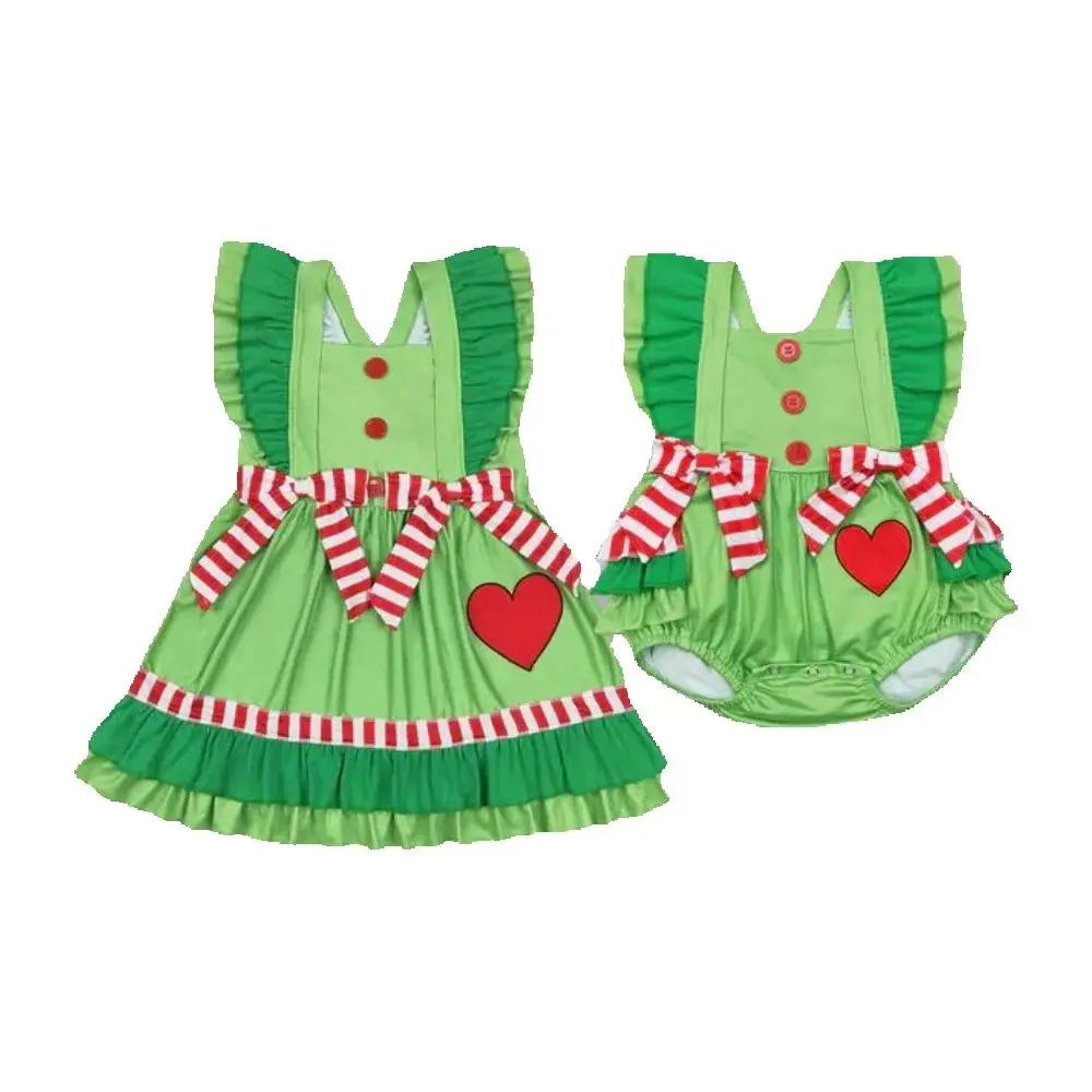 Baby kids clothing Sibling summer girls Baby Girls Christmas Green Hearts Bows Rompers Sibling Dresses
Baby kids clothing Sibling summer girls Baby Girls Christmas Green Hearts Bows Rompers Sibling Dresses