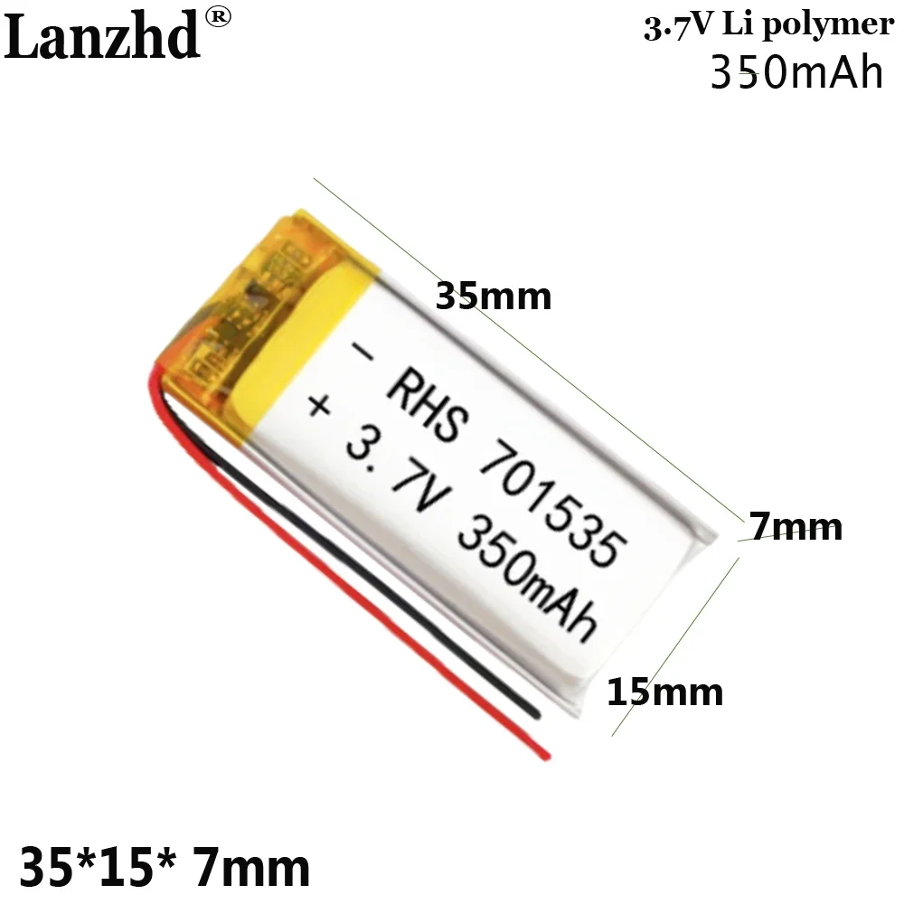 3.7V polymer lithium battery For Beauty massage device adult toy reading machine pen Small nail lamp baking lamp 701535 350mAh
3.7V polymer lithium battery For Beauty massage device adult toy reading machine pen Small nail lamp baking lamp 701535 350mAh
