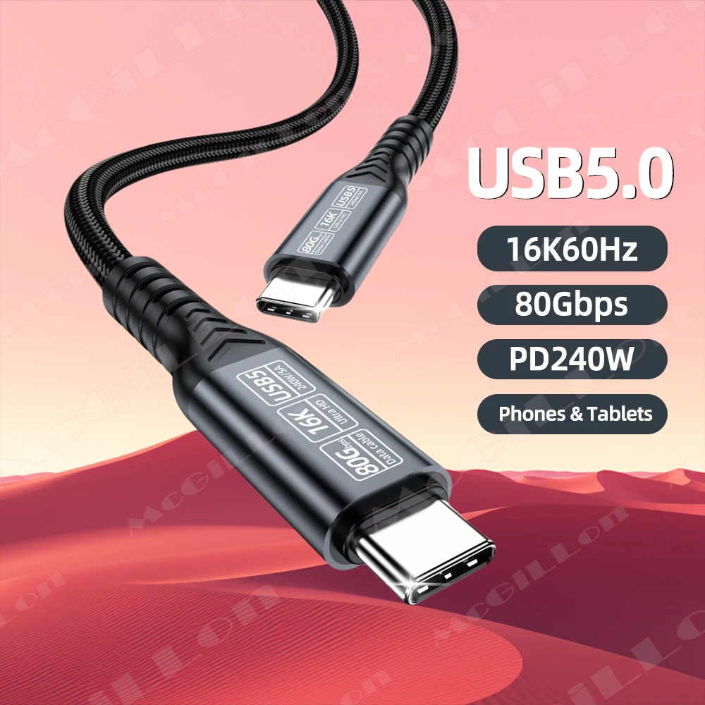 USB5 PD240W 80Gbps for Thunderbolt 5 4 Type C Cable 16K 8K 48V/5A Type-C to USB C for iphone 17 Pro Tablet Switch Laptop MacBook
USB5 PD240W 80Gbps for Thunderbolt 5 4 Type C Cable 16K 8K 48V/5A Type-C to USB C for iphone 17 Pro Tablet Switch Laptop MacBook