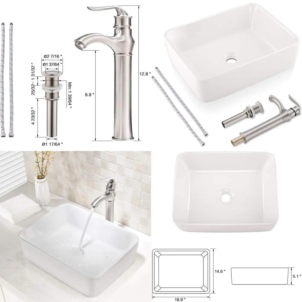 19 x 15 Artistic Porcelain Ceramic Vessel Sink Basin with Brushed Nickel Faucet Combo for Bathroom Vanity Countertop
19 x 15 Artistic Porcelain Ceramic Vessel Sink Basin with Brushed Nickel Faucet Combo for Bathroom Vanity Countertop
