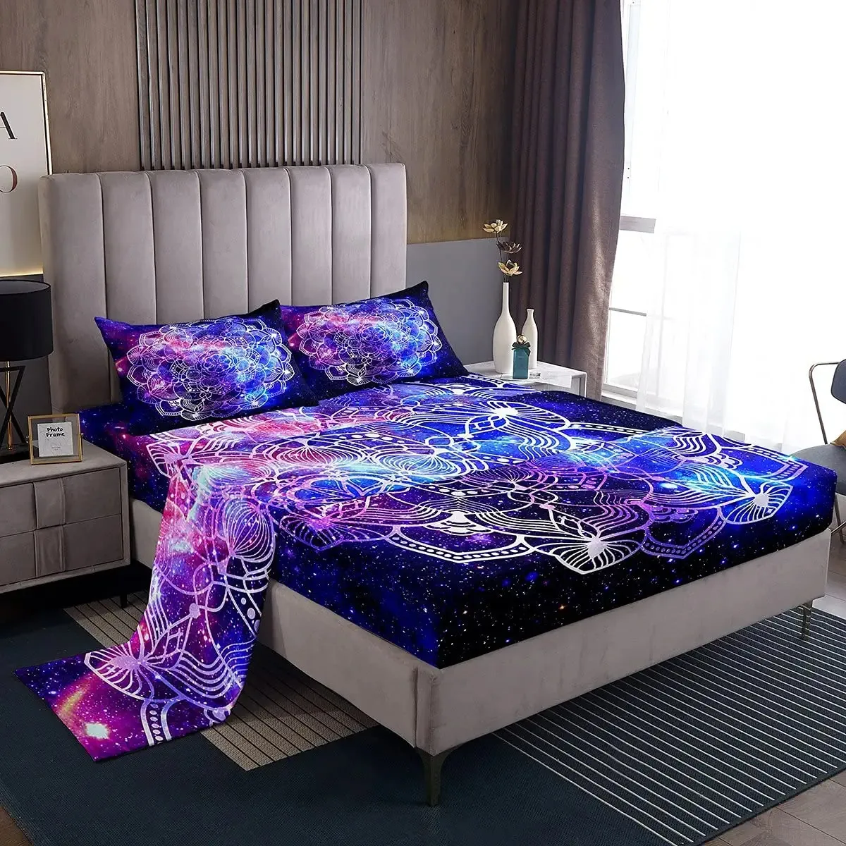 Bohemian Mandala Flower Bed Sheet Set Purple Galaxy Deep Pocket 4pcs Sheet Set Bright Colorful Starry Sky Bedding Bedroom Decor
Bohemian Mandala Flower Bed Sheet Set Purple Galaxy Deep Pocket 4pcs Sheet Set Bright Colorful Starry Sky Bedding Bedroom Decor