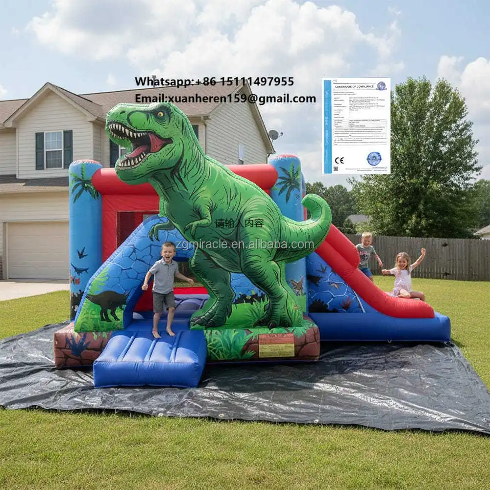 Commercial Jungle Dinosaur Inflatable Bounce House with Slide, T-Rex Jumping Castle Combo for Boys Party Rental
Commercial Jungle Dinosaur Inflatable Bounce House with Slide, T-Rex Jumping Castle Combo for Boys Party Rental