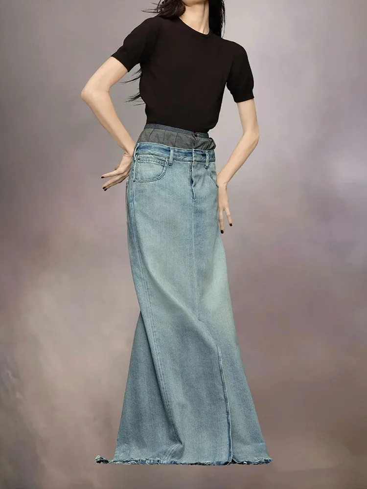Woman clothing y2kspring and summer splicing color collision double waist denim long skirt high waist slit midi dresses 2025 new
Woman clothing y2kspring and summer splicing color collision double waist denim long skirt high waist slit midi dresses 2025 new