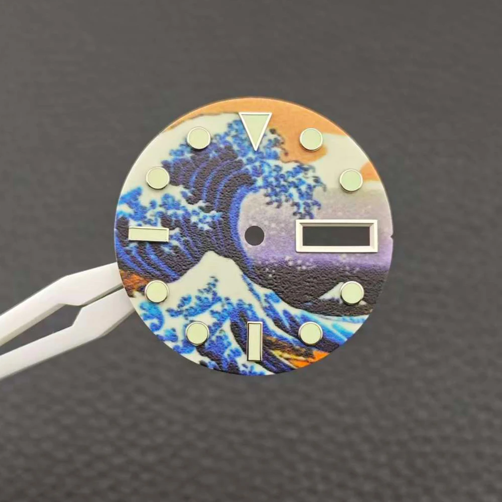 28.5mm Watch Dial Kanagawa Wave Sterile Dial Super C3 Green Luminous Watch Face Fit NH35/36 Movement Watch Parts
28.5mm Watch Dial Kanagawa Wave Sterile Dial Super C3 Green Luminous Watch Face Fit NH35/36 Movement Watch Parts