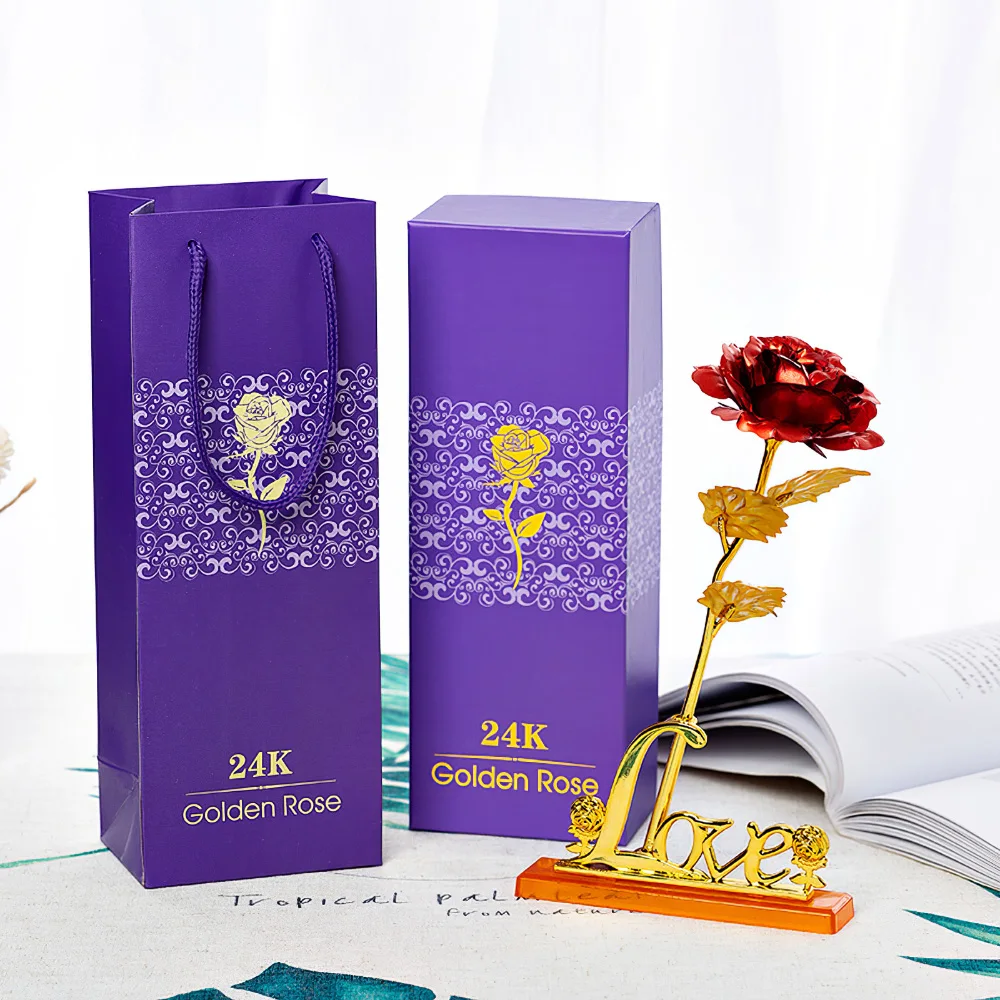 24k Gold Plated Rose With Love Holder Box Gift Valentine's Day Mother's Day Wedding Gift Artificial Flower Gold Dipped Rose Home
24k Gold Plated Rose With Love Holder Box Gift Valentine's Day Mother's Day Wedding Gift Artificial Flower Gold Dipped Rose Home