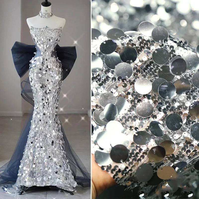 Silver Sequin Fabric Shiny Costumes Reflective Stage Decoration Background Cloth Wedding Dress Bag DIY Sewing Fabric 50/100cm
Silver Sequin Fabric Shiny Costumes Reflective Stage Decoration Background Cloth Wedding Dress Bag DIY Sewing Fabric 50/100cm