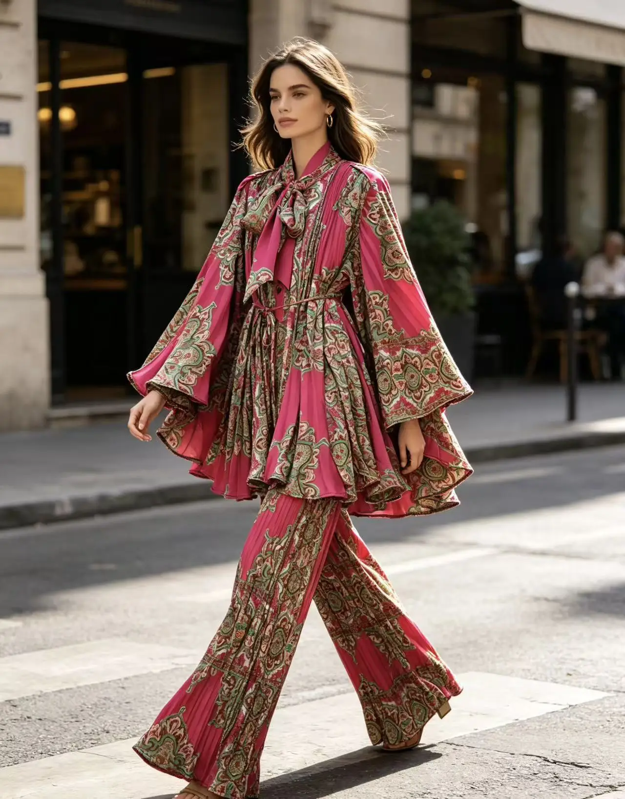 2026 New Two-piece Set For Women Elegant European American Luxury Fashion Printed Top Loose Casual Pleated Pants autumn Clothing
2026 New Two-piece Set For Women Elegant European American Luxury Fashion Printed Top Loose Casual Pleated Pants autumn Clothing