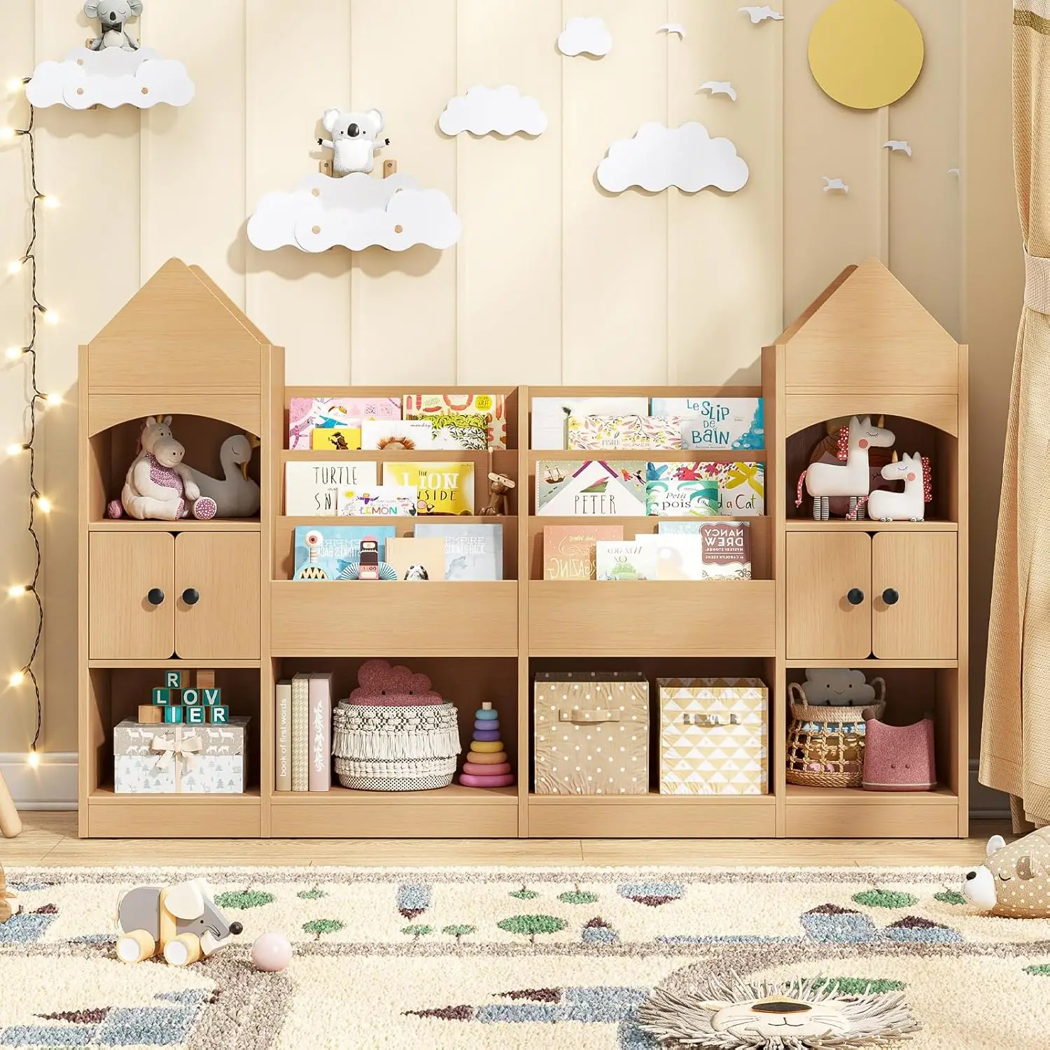 Castle Shape Bookshelf for Kids, Toy Storage Organizer, Playroom Bookshelf, Oak
Castle Shape Bookshelf for Kids, Toy Storage Organizer, Playroom Bookshelf, Oak