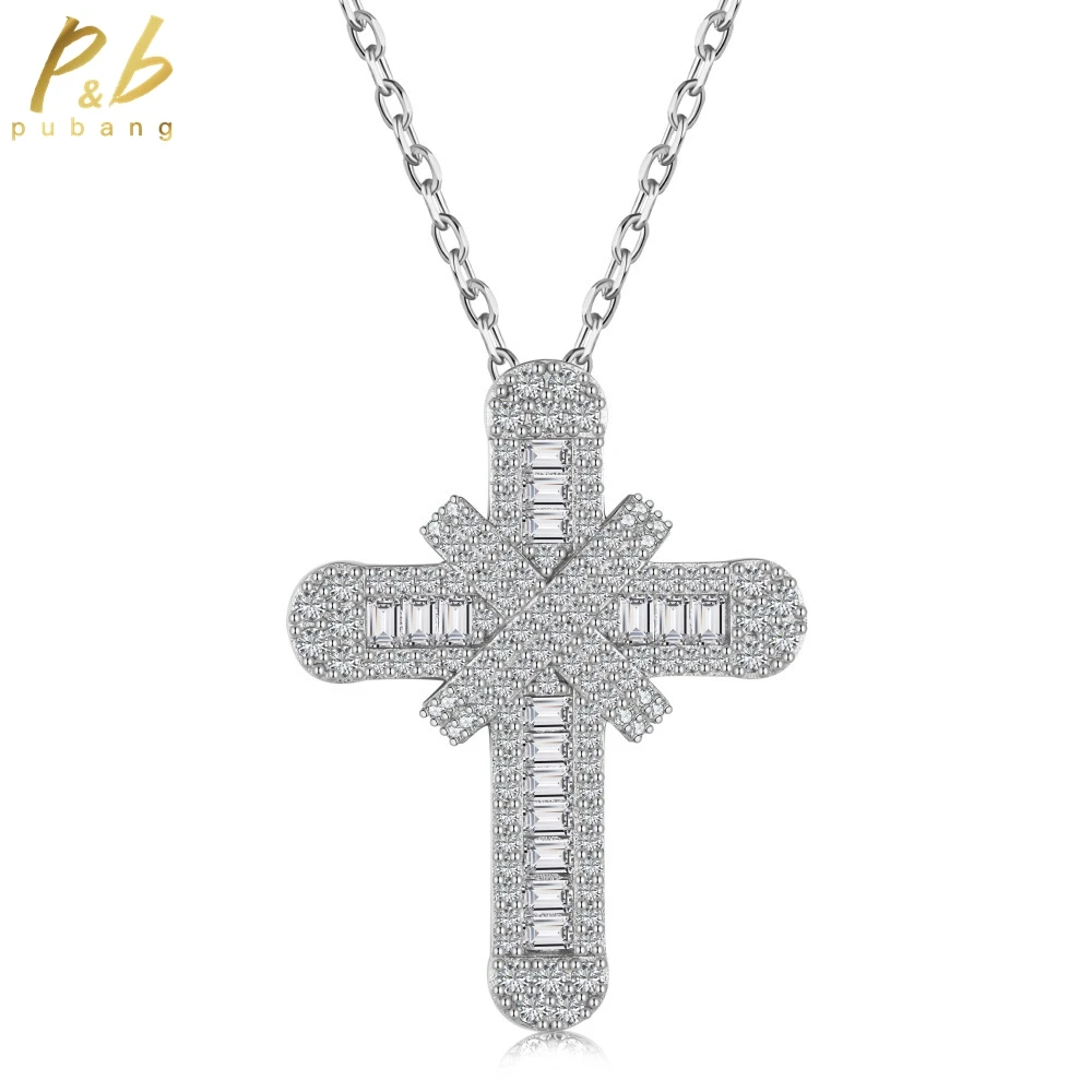 PuBang Fine Jewelry 100% 925 Sterling Silver Full Gem Created Moissanite Cross Pendant Necklace for Women Wedding Gift Wholesale
PuBang Fine Jewelry 100% 925 Sterling Silver Full Gem Created Moissanite Cross Pendant Necklace for Women Wedding Gift Wholesale