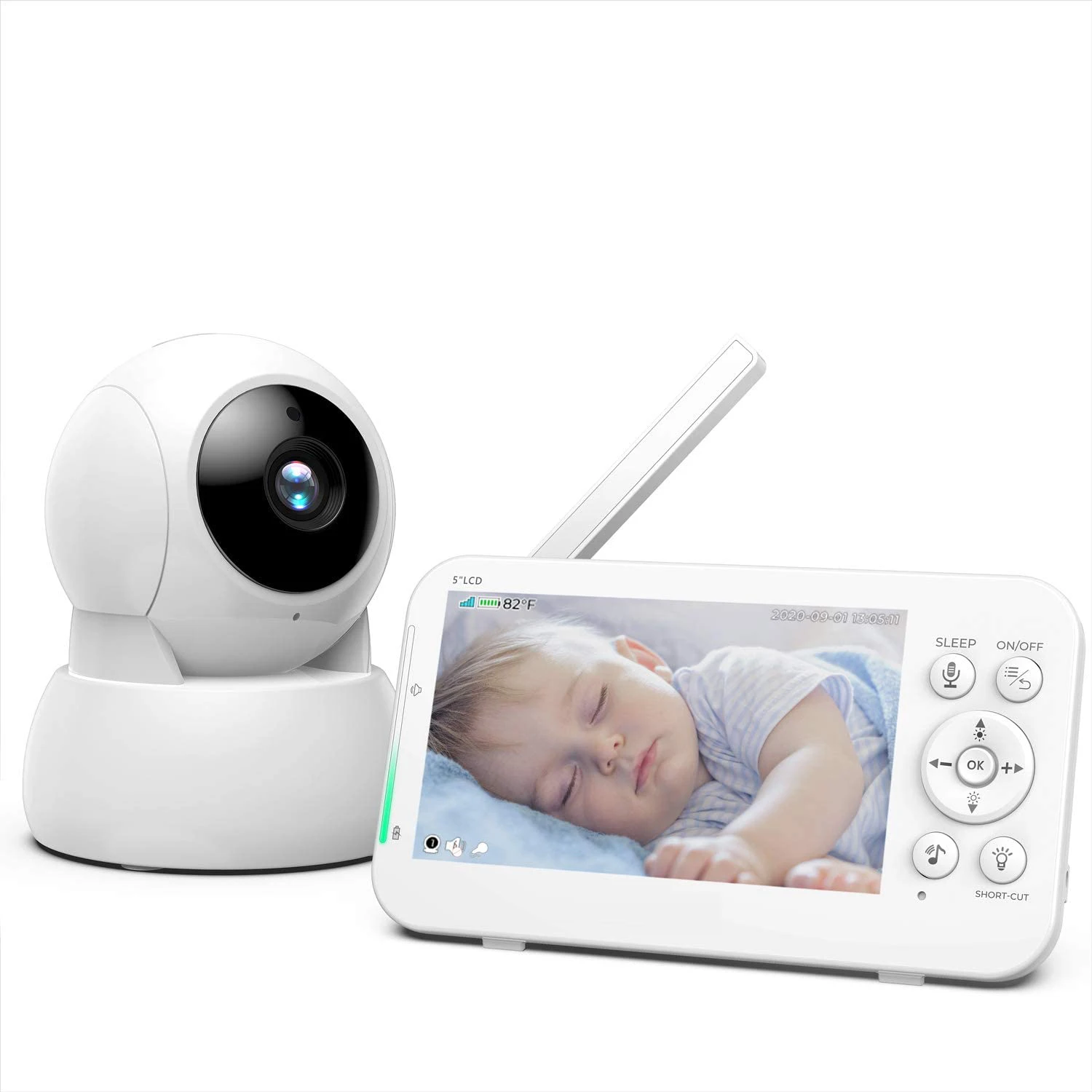 5 inch Screen Time Display 720P Wreless Intercom Baby Monitor IR Night Vision Baby Camera
5 inch Screen Time Display 720P Wreless Intercom Baby Monitor IR Night Vision Baby Camera