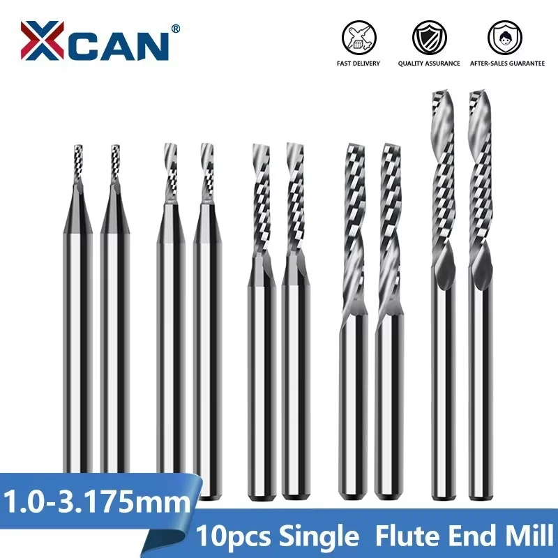XCAN Набор концевых фрез с одной флейтой, 10 шт., 3,175 мм, хвостовик, спиральная фреза, фреза с ЧПУ, гравировальная фреза для акрилового дерева, алюминия
XCAN Набор концевых фрез с одной флейтой, 10 шт., 3,175 мм, хвостовик, спиральная фреза, фреза с ЧПУ, гравировальная фреза для акрилового дерева, алюминия