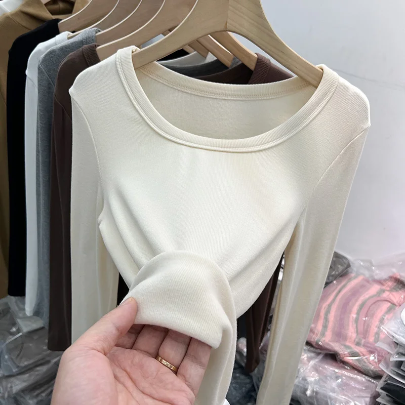 Korean Style Long Sleeve round Neck Women's T-shirt Thin Fleece Lined Base Layer Shirt Inner Wear Casual Comfortable Fit
Korean Style Long Sleeve round Neck Women's T-shirt Thin Fleece Lined Base Layer Shirt Inner Wear Casual Comfortable Fit