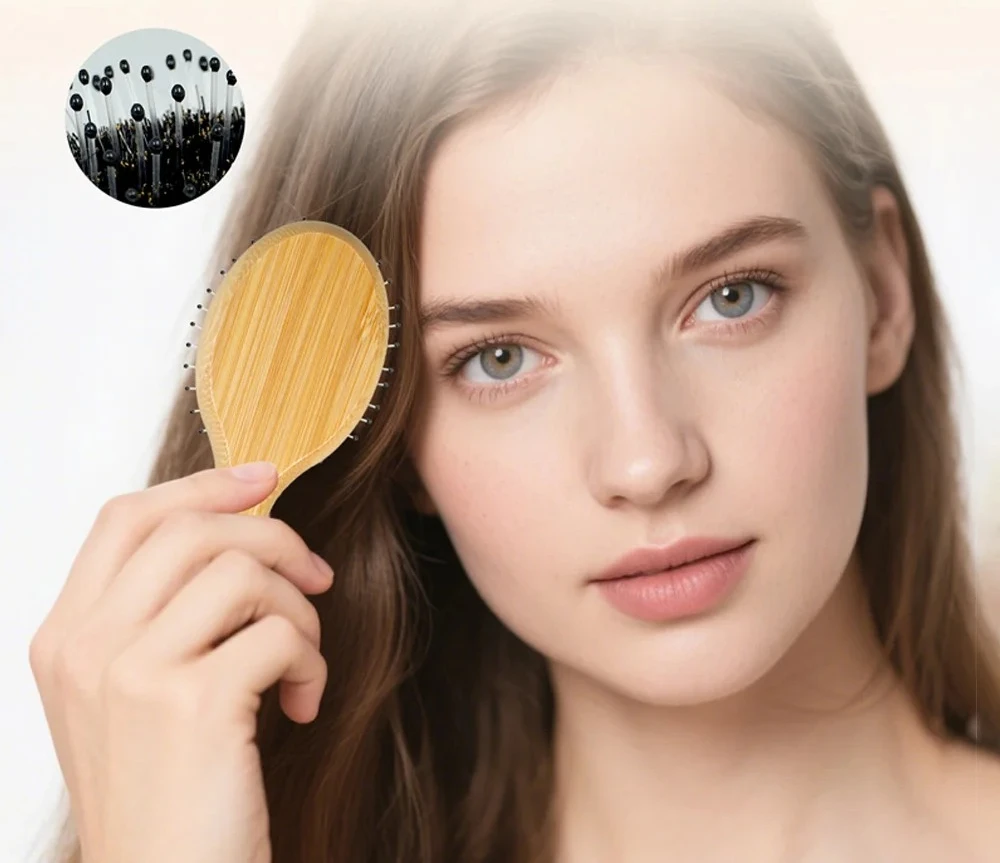 Bamboo Hair Brush Wooden Handle with Boar Bristles for Gentle Hair Combing Detangling and Scalp Massage
Bamboo Hair Brush Wooden Handle with Boar Bristles for Gentle Hair Combing Detangling and Scalp Massage
