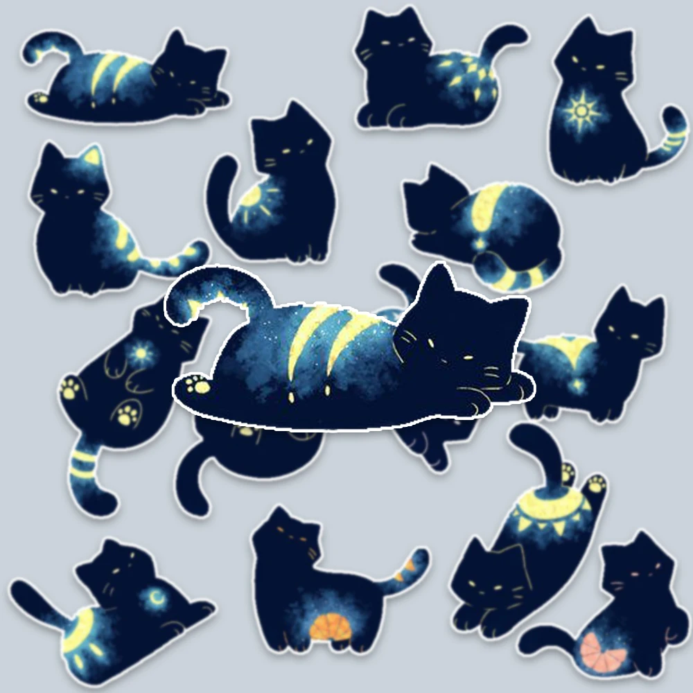 Cute Galaxy Black Cat Stickers 14PCS Moon Phase Aesthetic Waterproof Vinyl Decal For Laptop Phone Case Stickers Scrapbook Gift
Cute Galaxy Black Cat Stickers 14PCS Moon Phase Aesthetic Waterproof Vinyl Decal For Laptop Phone Case Stickers Scrapbook Gift