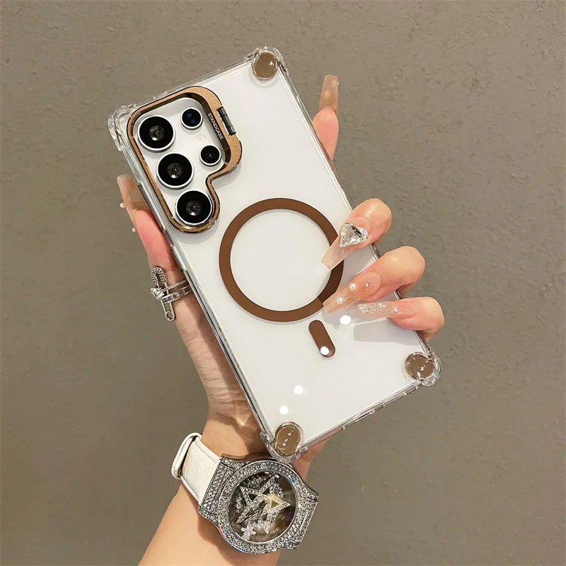 Transparent Acrylic Airbag Anti-knock Magsafe Case for Samsung S25 Ultra Flip Camera Stand Holder Cover for Galaxy S23 S24 Ultra
Transparent Acrylic Airbag Anti-knock Magsafe Case for Samsung S25 Ultra Flip Camera Stand Holder Cover for Galaxy S23 S24 Ultra