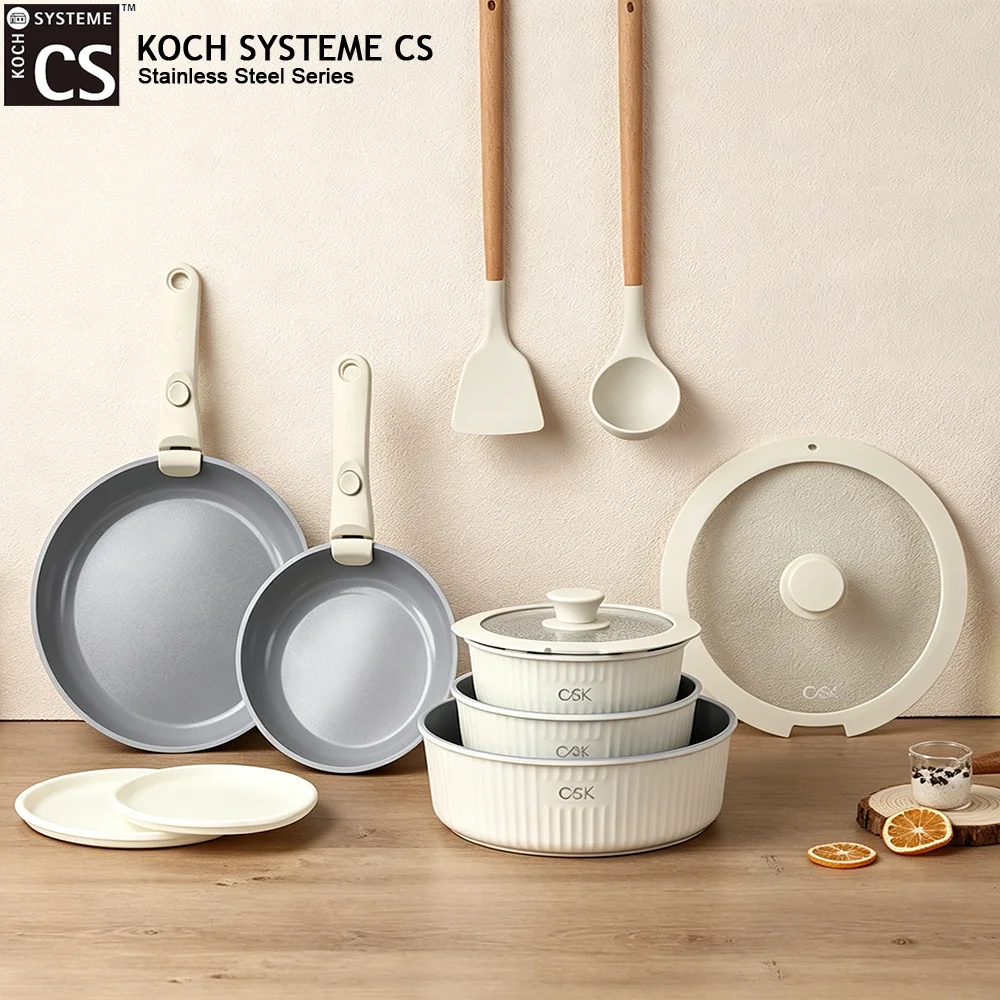 KOCH SYSTEME CS 17 Piece Pots and Pans Set Nonstick Cookware Set With Detachable Handle Induction Compatible Nonstick Pans Sauce pan Steak frying pan Stewpan Oven Safe
KOCH SYSTEME CS 17 Piece Pots and Pans Set Nonstick Cookware Set With Detachable Handle Induction Compatible Nonstick Pans Sauce pan Steak frying pan Stewpan Oven Safe