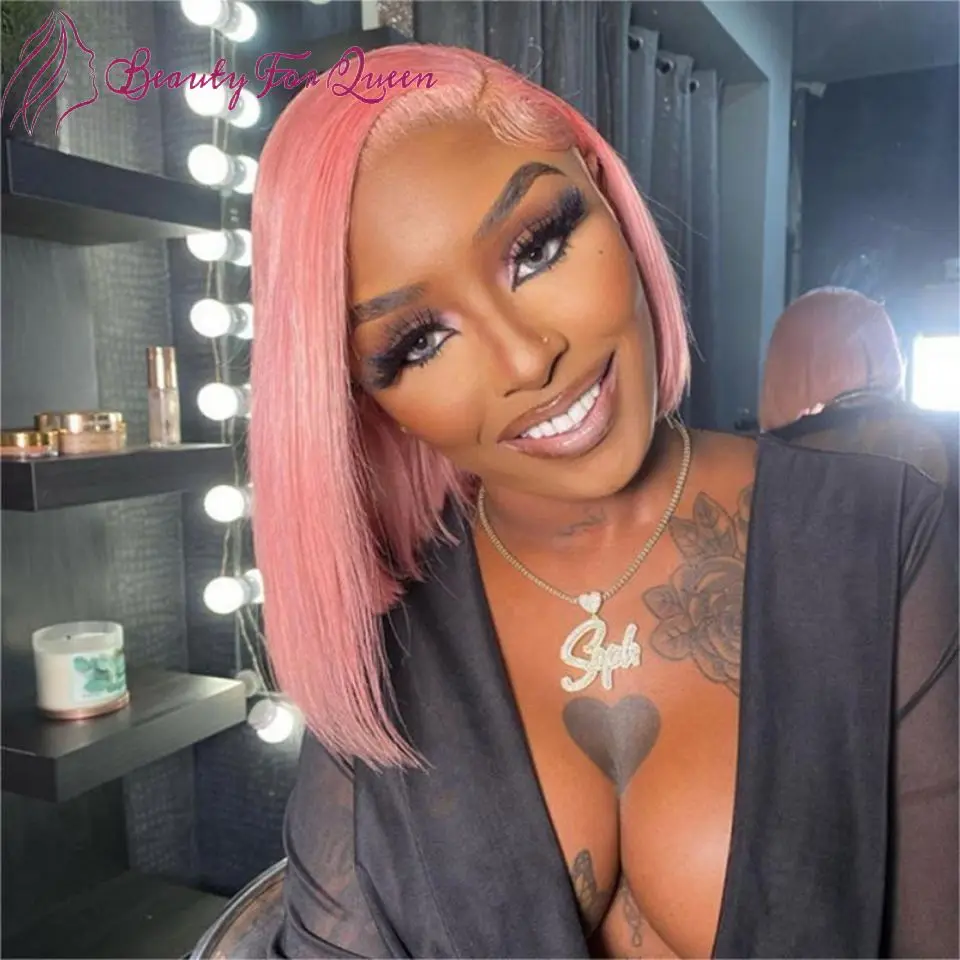 13x4 Brazilian Colored Human Hair Wig Light Pink Straight Short Bob High Quality Cosplay Transparent Lace Frontal Wigs For Women
13x4 Brazilian Colored Human Hair Wig Light Pink Straight Short Bob High Quality Cosplay Transparent Lace Frontal Wigs For Women