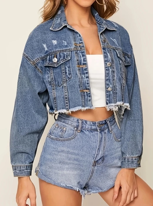 Women's Casual Solid Color Trendy Street Casual Style Flip Collar Long Sleeve Short Top Slim Fit Denim Coat Street Trendsetter
Women's Casual Solid Color Trendy Street Casual Style Flip Collar Long Sleeve Short Top Slim Fit Denim Coat Street Trendsetter