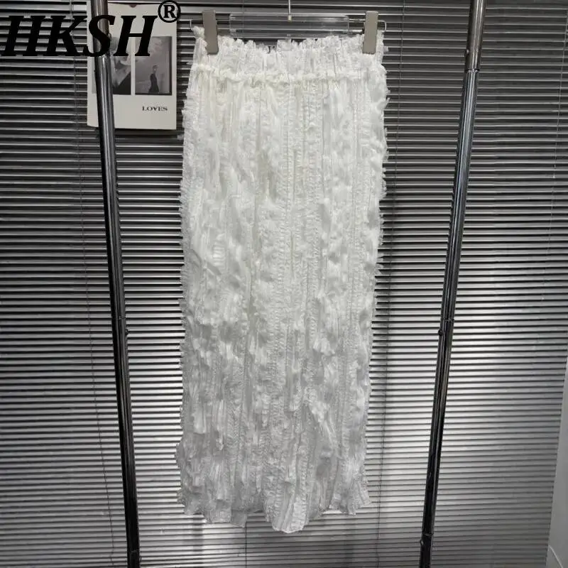 HKSH Women Long Skirt White Textured Pleated Draped Elegant Slimming Elastic Waist A-line Ins Split Skirts Spring Summer HK24870
HKSH Women Long Skirt White Textured Pleated Draped Elegant Slimming Elastic Waist A-line Ins Split Skirts Spring Summer HK24870