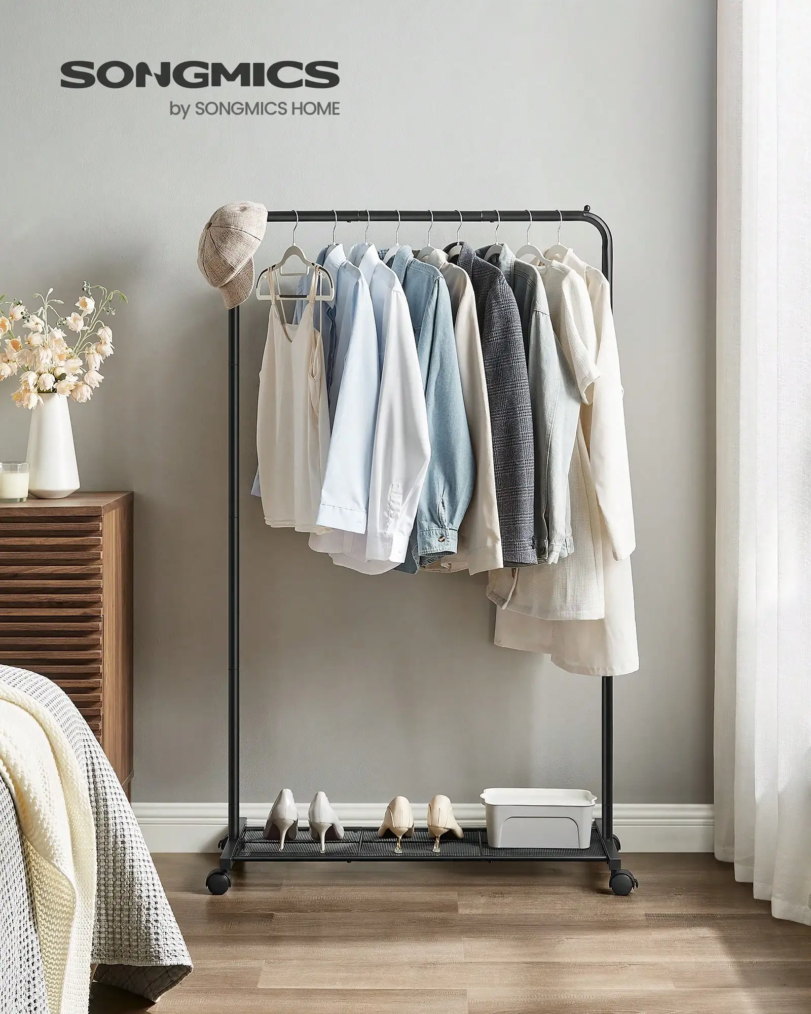 Clothes Rack With Wheels, Clothing Rack For Hanging Clothes, 25.4 Mm Metal Garment Rack With Dense Mesh Storage Shelf,
Clothes Rack With Wheels, Clothing Rack For Hanging Clothes, 25.4 Mm Metal Garment Rack With Dense Mesh Storage Shelf,